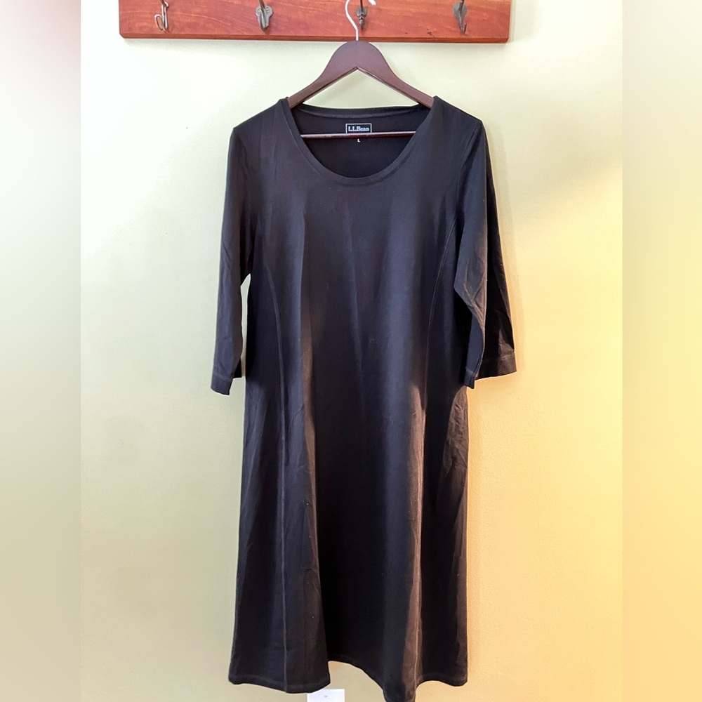 LL Bean Woman’s 3/4 length black sleeve dress.